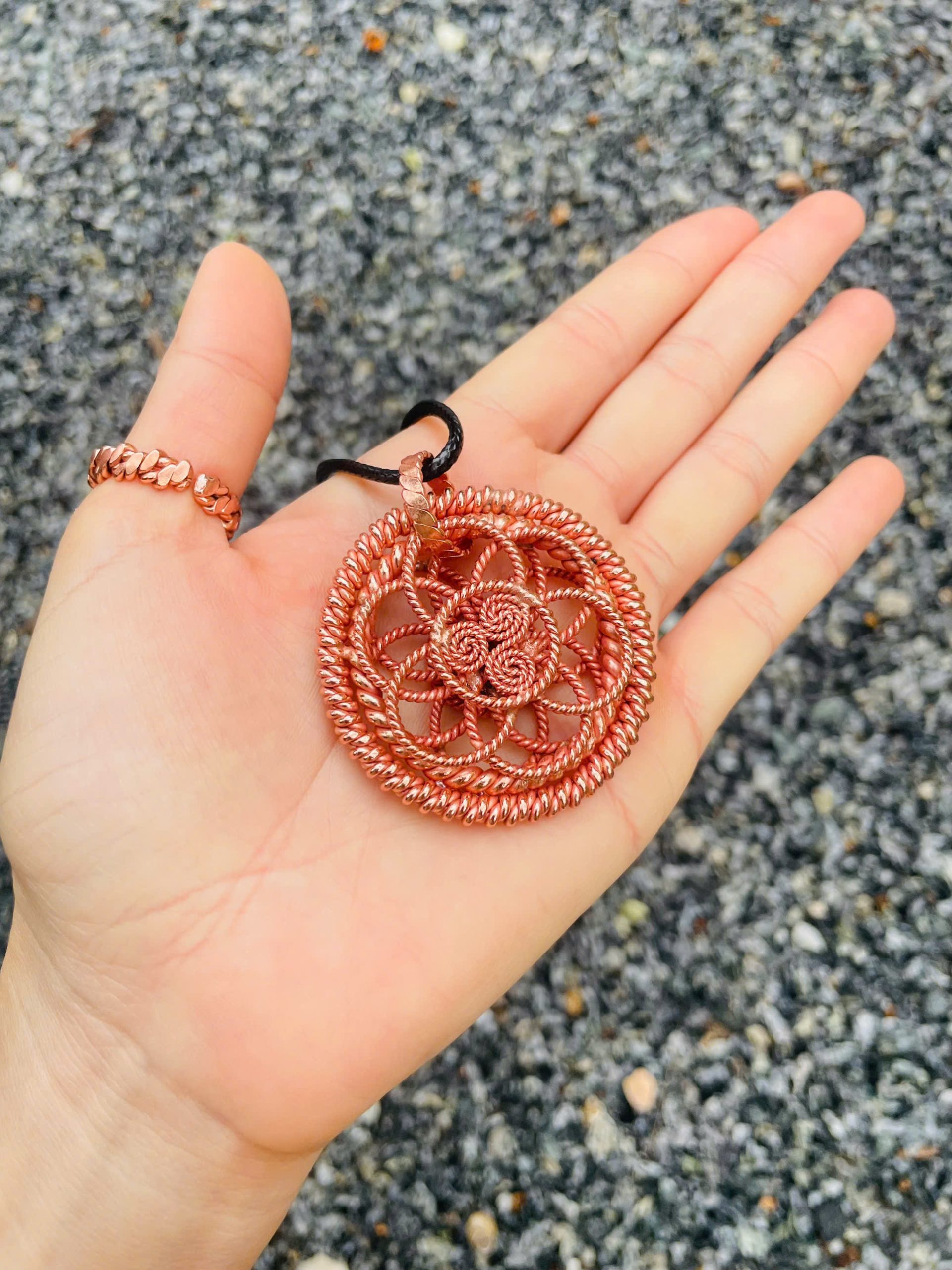 Copper Flower of Life Pendant – Triskelion, Sacred Geometry - (Not Include Copper Chain)