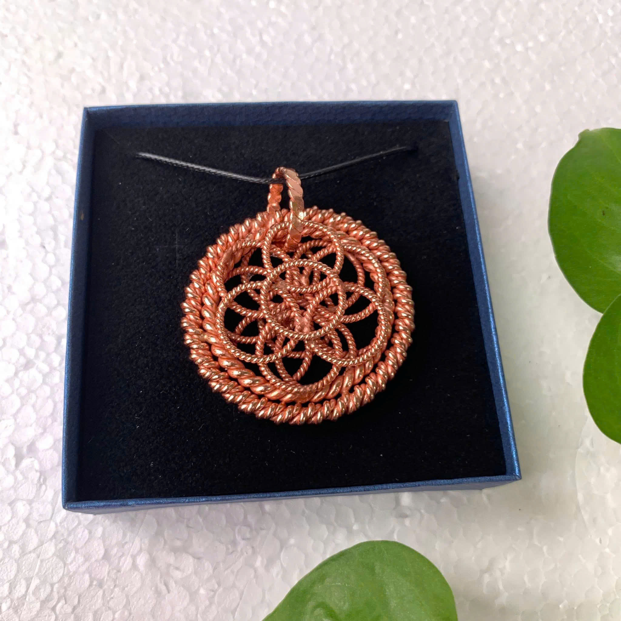 Tensor Flower of Life Copper Pendant - Solfeggio Frequencies 144, 432, 528Mhz - Sacred Geometry - Tensorviet