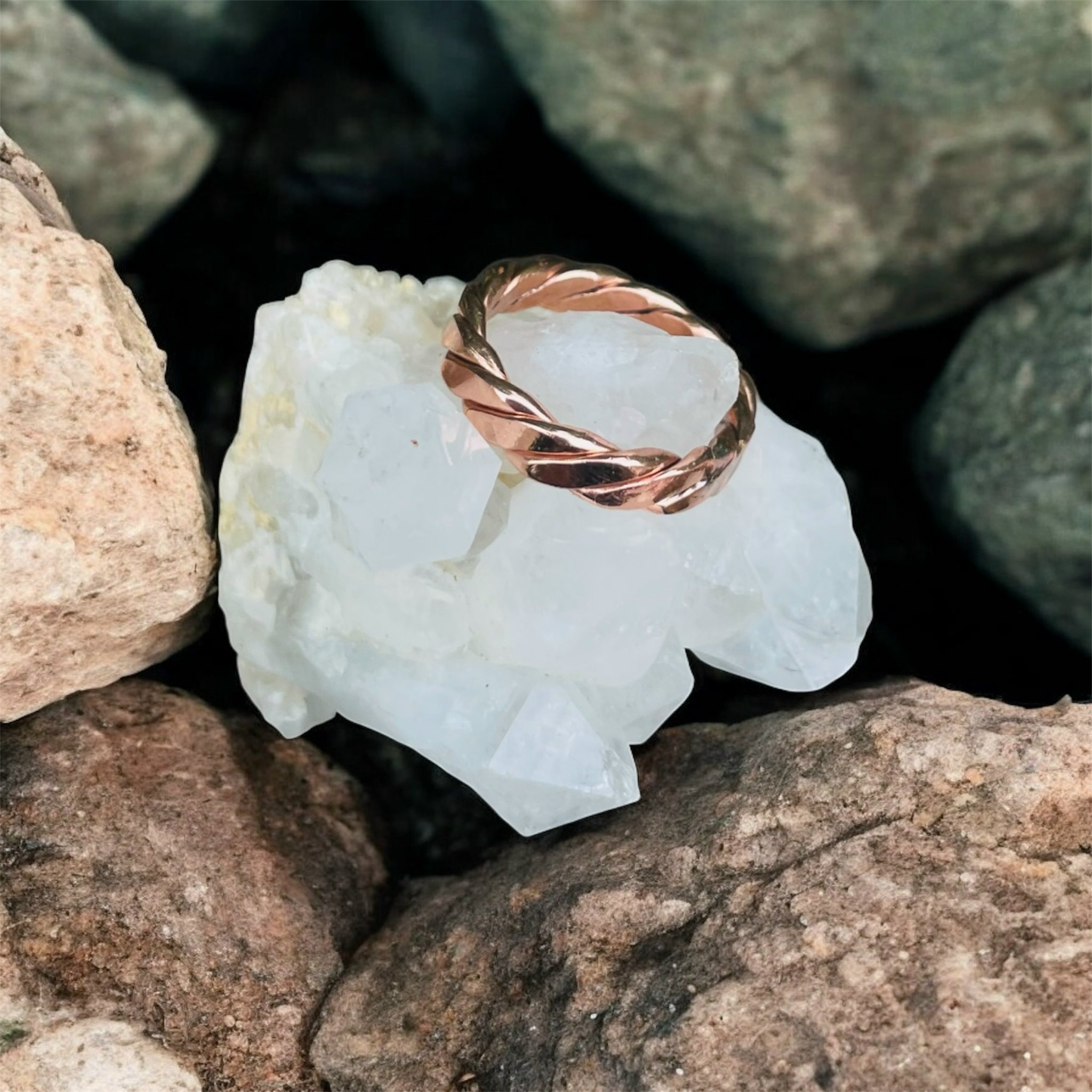 Double Twisted Copper Tensor Ring: Sacred Energy Tool, 1/8 Cubit