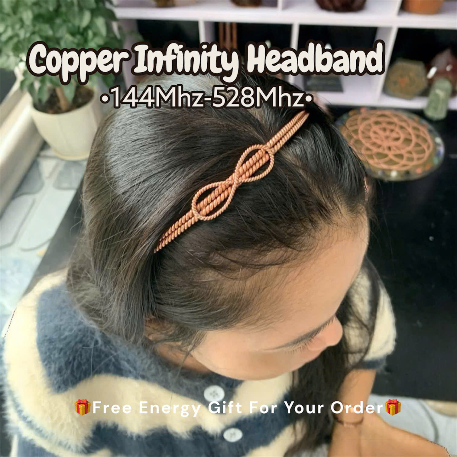 Infinity Headband 144MHz + 528MHz - Tensor Copper Hair Clip - Healing Accessory – Symbol of Natural Beauty