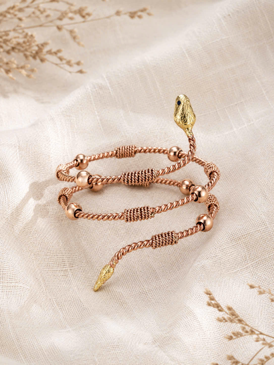 Snake Copper Tensor Arm Cuff – Sacred Serpent Energy Jewelry – Tensorviet