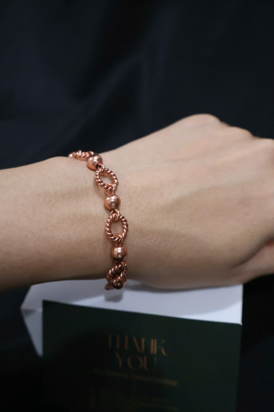 Copper Chain Bracelet with Beads – Tensor Sacred Cubit 432MHz