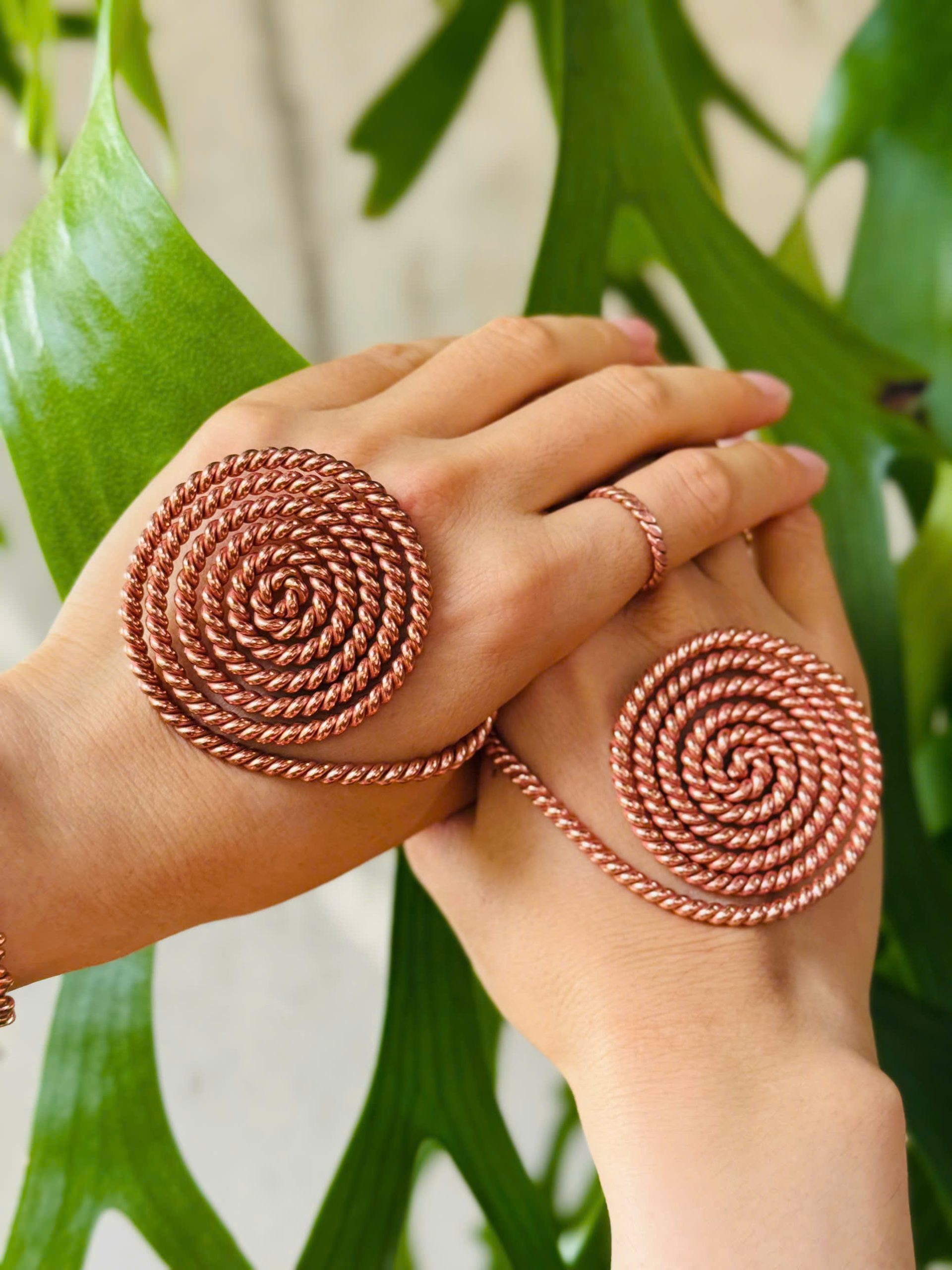 Copper Spiral Vortex Hand Rings Set – Energy Amplifier & Meditation Tool