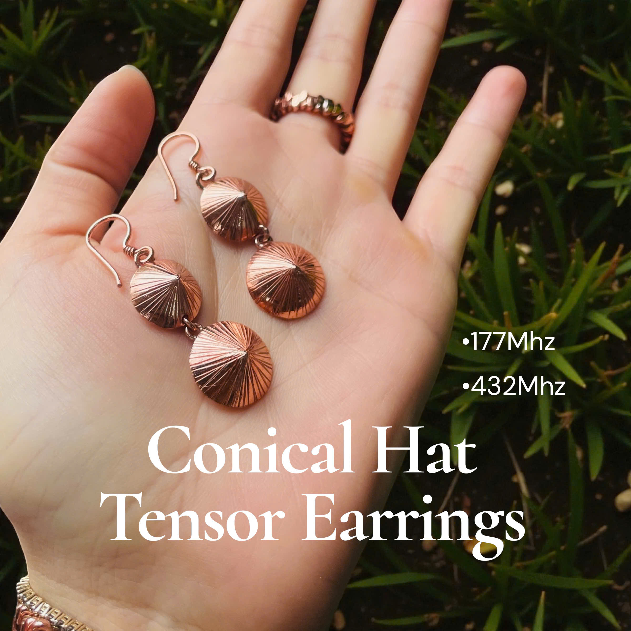 Double Conical Hat Copper Tensor Earrings | 432 MHz & Lost Cubit 177 MHz