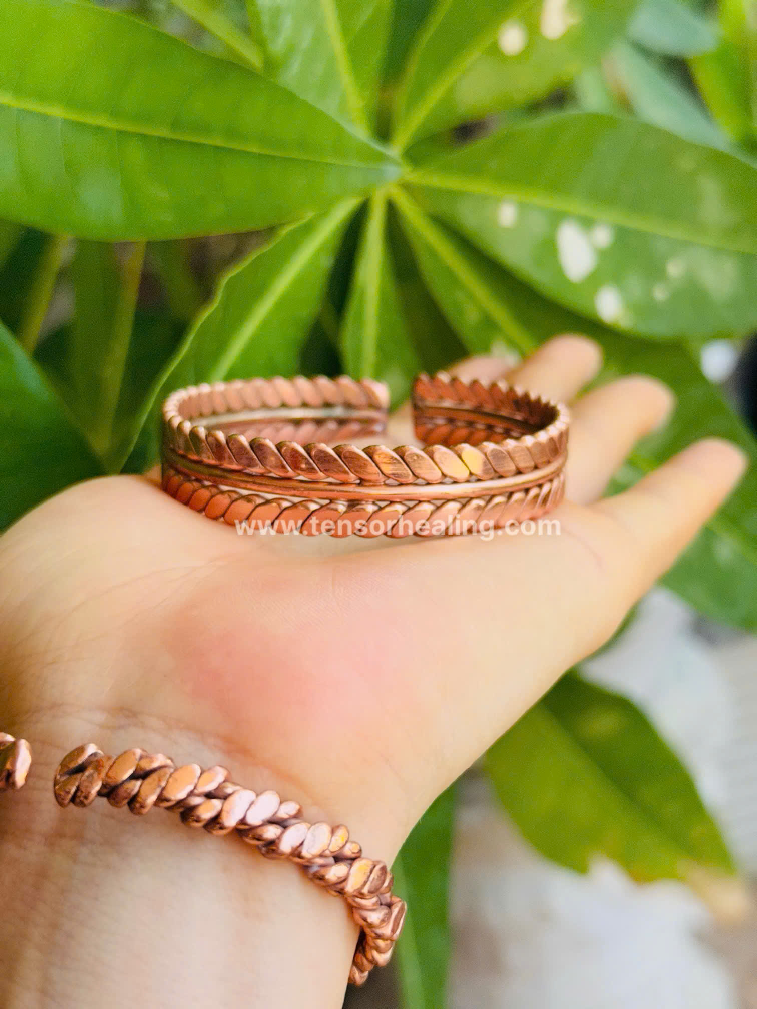 Handmade Tensor Wheat Ear Copper Bracelet | Adjustable Cuff