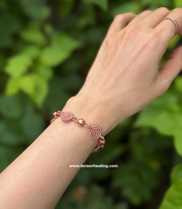 Tensor Copper Chain Bracelet with Spiral Charms & Beads – 188MHz Sacred Cubit